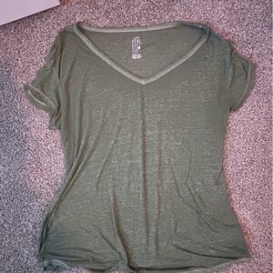 Women's Green V-Neck Top